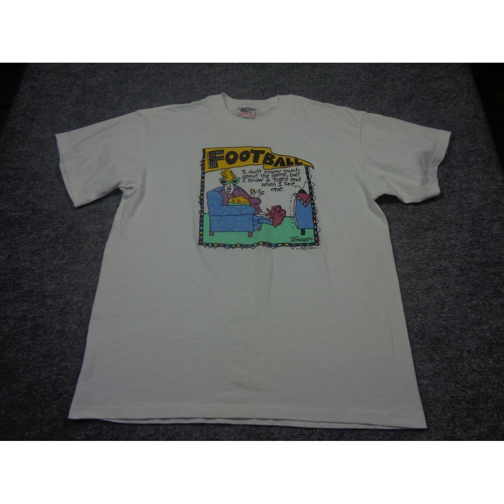 Vintage 90s Oneita T-Shirt Sz L Funny Humor "Football Tight End" Graphic